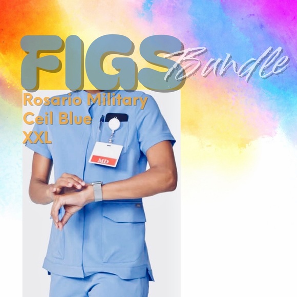 Bundle - TWO FIGS Limited Edition Rosario Military Scrub Top - Picture 1 of 8